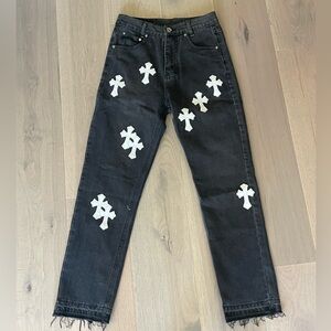 Chrome Hearts Inspired Jeans - Levi’s Black Denim Raw Hem
